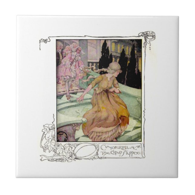 Carreau Tuile vintage de Cendrillon d'illustration (Devant)