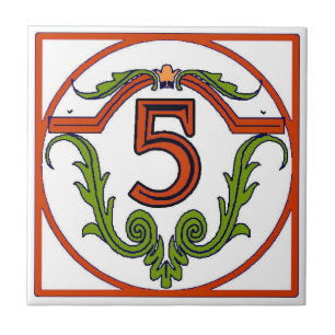 Carreau Tuiles espagnoles rouges de numéro de maison de