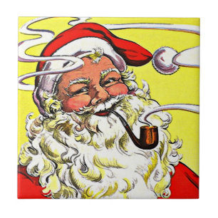 Carreau Tuiles jaunes vintages de Père Noël de tuyau de