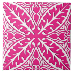 Carreau Tuiles marocaines - rose fuchsia et blanc