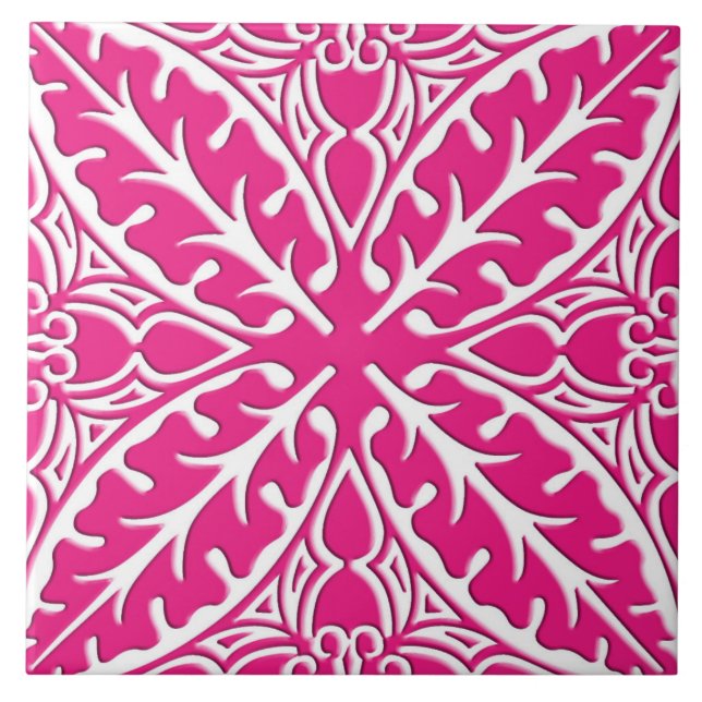 Carreau Tuiles marocaines - rose fuchsia et blanc (Devant)