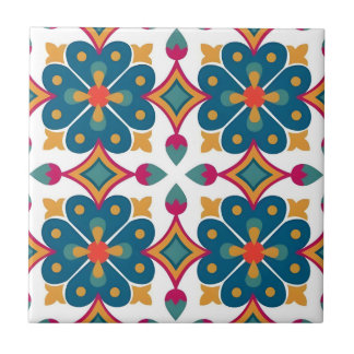 Carreau tuiles motifs de fleurs bleues mayas