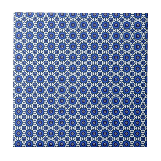 Carreau Tuiles orientales bleues de motif (Devant)