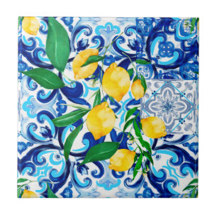 Carreau tuiles siciliennes, citron, mosaïque, majolica,