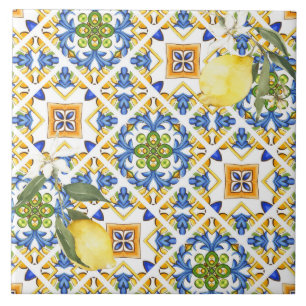Carreau tuiles siciliennes, majolica, citron,