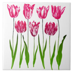 Carreau Tulip Garden Imprimer en rose et vert Fuchsia