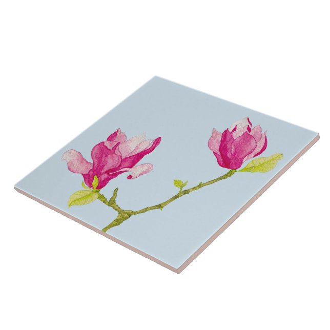 Carreau Tulip Magnolias sur un carrelage en céramique (2) (Côté)