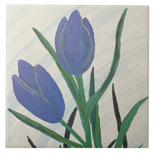 Carreau Tulipes bleues