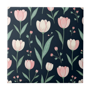Carreau Tulipes roses élégantes motif floral sans couture