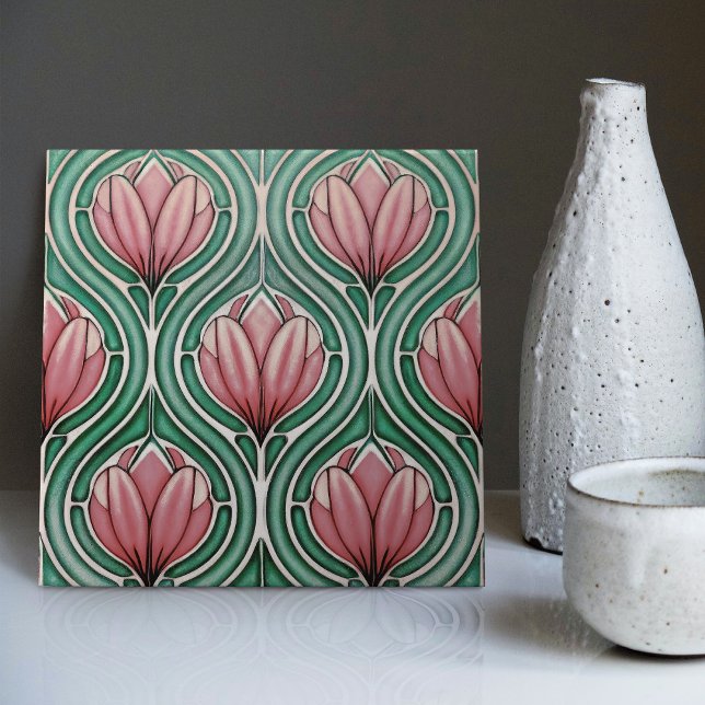 Carreau Tulipes violettes Symétrie Motif Art Nouveau (Créateur téléchargé)
