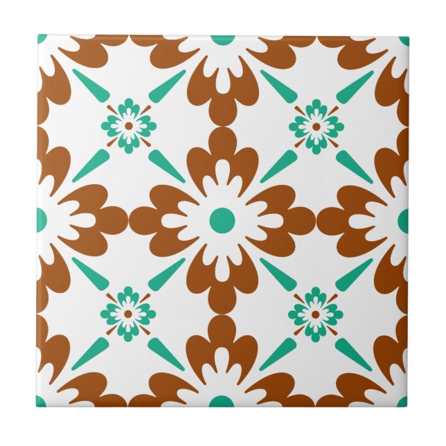 Carreau Turqouise Brown Et Blanc Espagnol Carrelage Motif (Devant)
