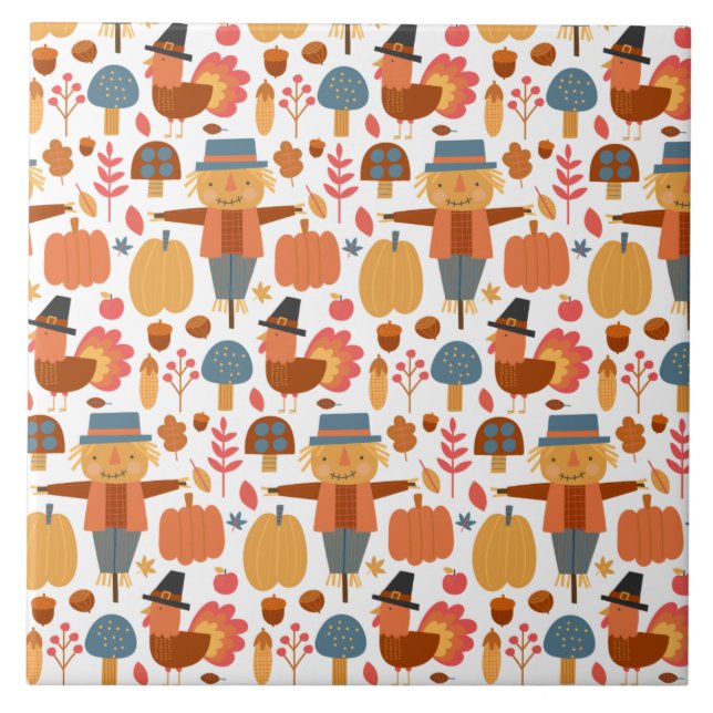 Carreau Turquie et Scarecrow Thanksgiving Motif (Devant)