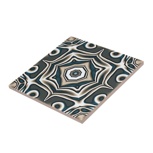 Carreau Turquoise ardoise bleu gris Taupe Brown tribu ethn (Côté)