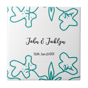Carreau Turquoise bleu couple marié date flstylish