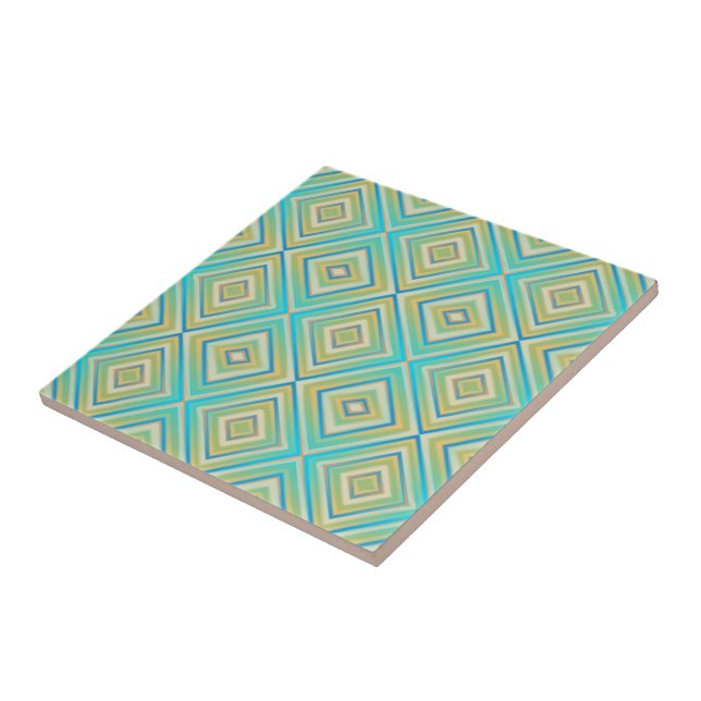 Carreau Turquoise Bleus Motif Diamant Alternatif  (Côté)