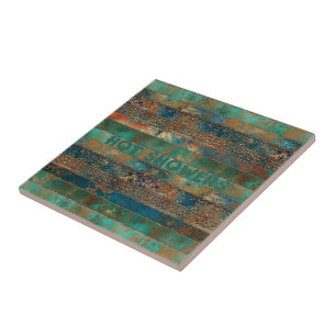 Carreau Turquoise brun faux cuivre patiné inspiré 