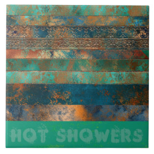 Carreau Turquoise brun faux cuivre patiné inspiré 