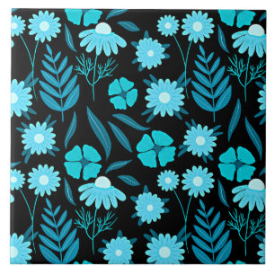 Carreau Turquoise en fleurs