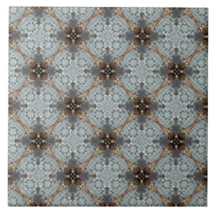 Carreau Turquoise, gris, bronze Vintage Motif de fleurs