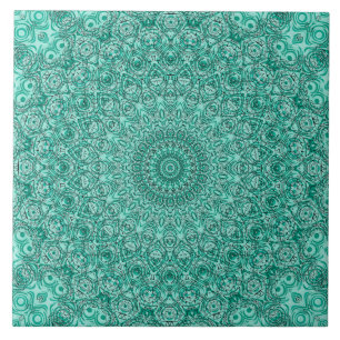 Carreau Turquoise Mandala Kaleidoscope Médaillon