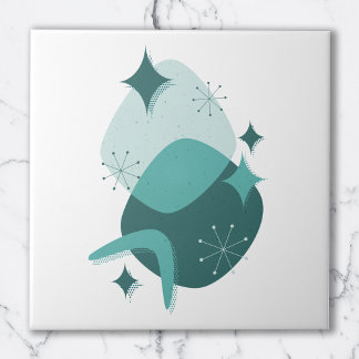 Carreau Turquoise Rétro Moyen-Siècle de l'âge atomique Abs