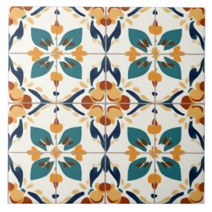 Carreau Turquoise, Rouille et Jaune