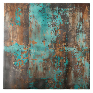 Carreau Turquoise Rustique Patine Abstrait