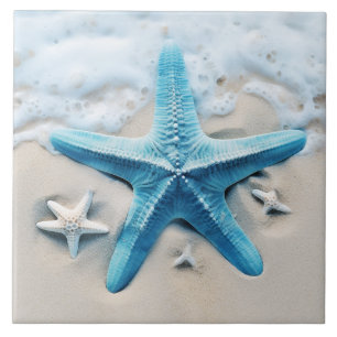 Carreau Turquoise Starfish Seafoam Beach Watercolor