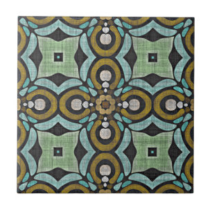 Carreau Turquoise Turquoise Bleu Vert ocre Ethnic Tribe Ar