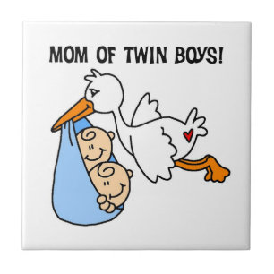 Carreau Twin Boys Maman Cadeaux de cigognes