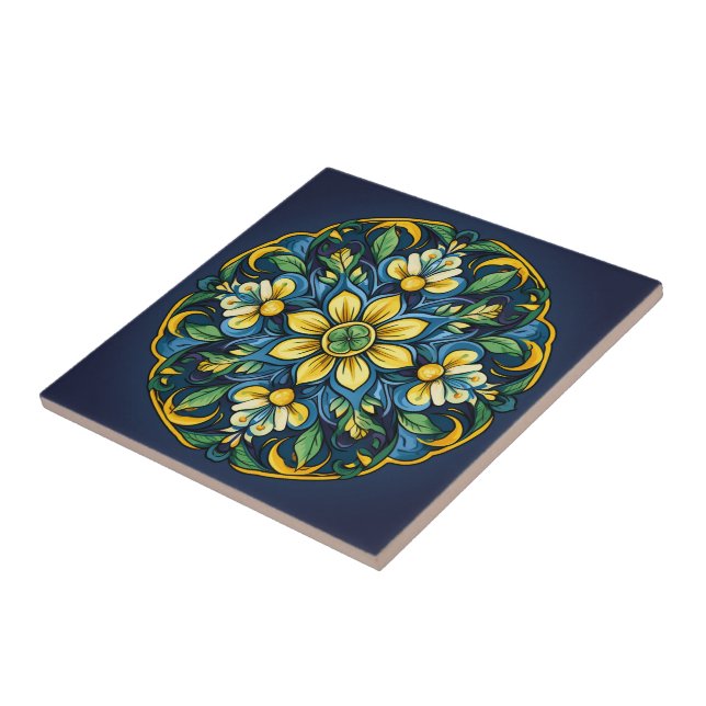 Carreau 💚 💙 💛 Un Azulejo Unique Élégance : Jardin de mi (Côté)
