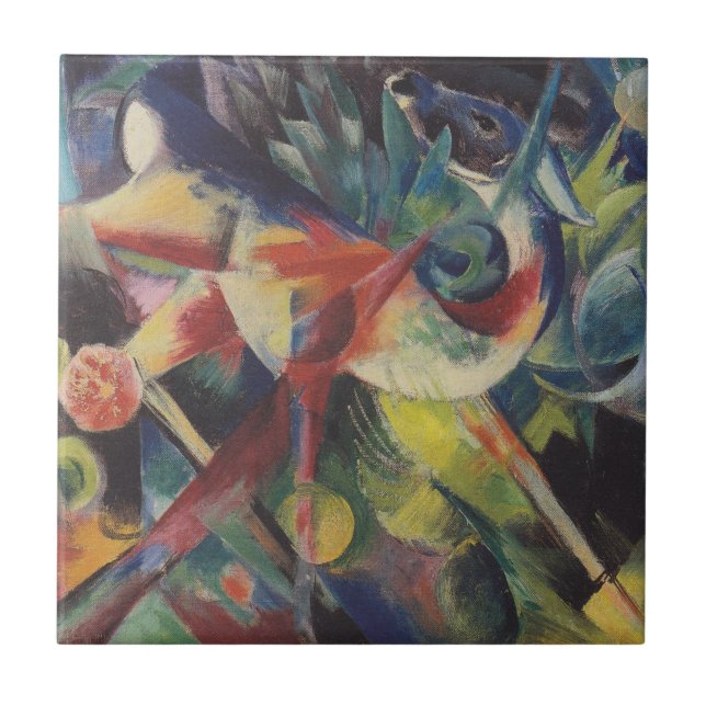 Carreau Un cerf dans un jardin fleuri par Franz Marc, Art  (Devant)