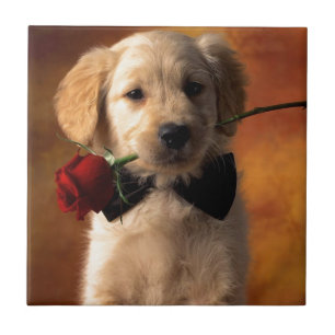 Carreau Un Chien À La Fleur