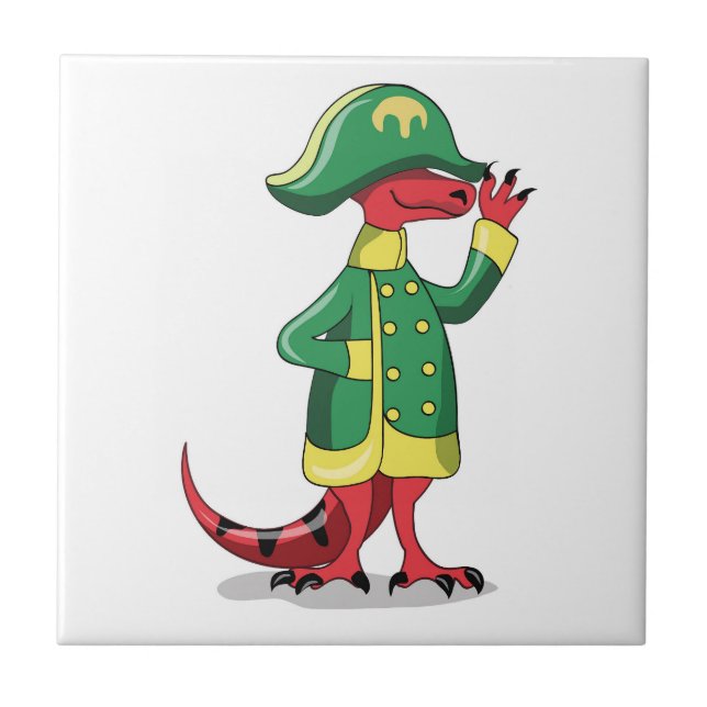Carreau Un Dessin Tyrannosaur Rex Habillé Comme Napoléon. (Devant)