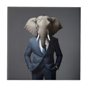 Carreau Un éléphant drôle en costume