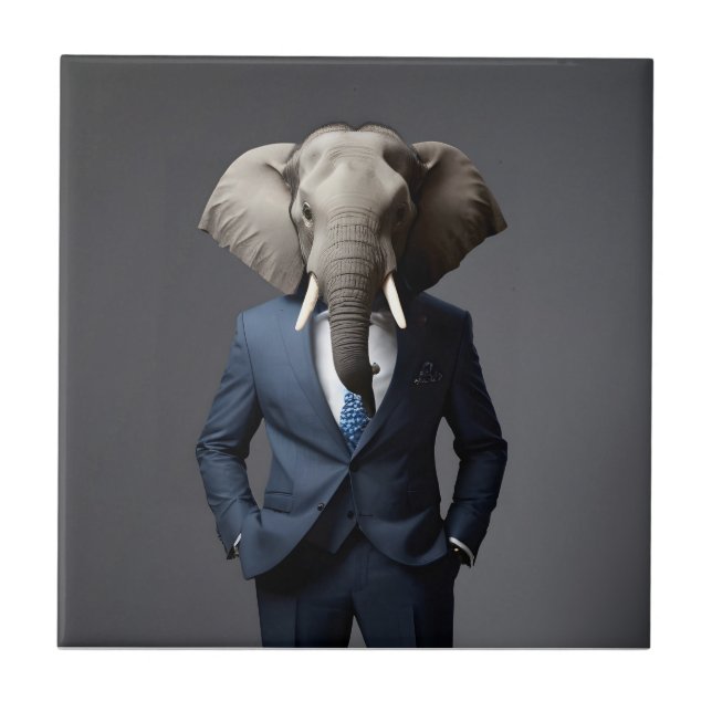 Carreau Un éléphant drôle en costume (Devant)