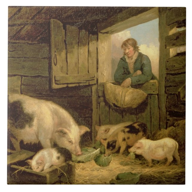 Carreau Un garçon regardant dans une étable de porc, 1794 (Devant)