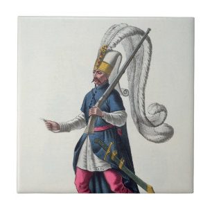 Carreau Un Janissaire turc en guerre en costume 