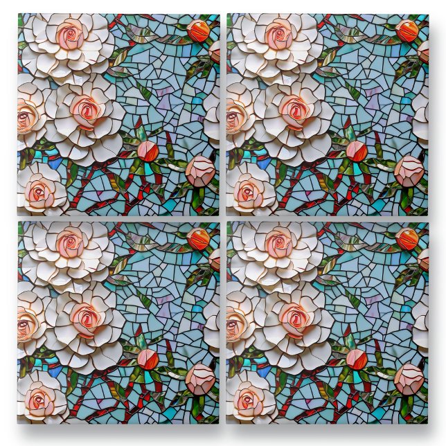 Carreau Un Joli Modèle Floral De Faux Mosaïque (Créateur téléchargé)