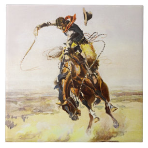 Carreau « Un mauvais cheval » par Charles M Russell