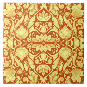 Carreau Un motif floral rouge et jaune vintage