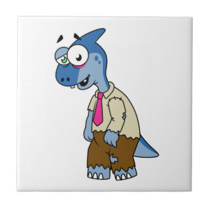 Carreau Un Parasaurolophus Caricaturé En Zombie.