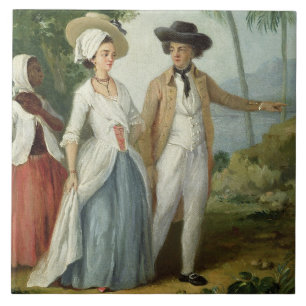 Carreau Un planteur et son épouse, servis par un employé,