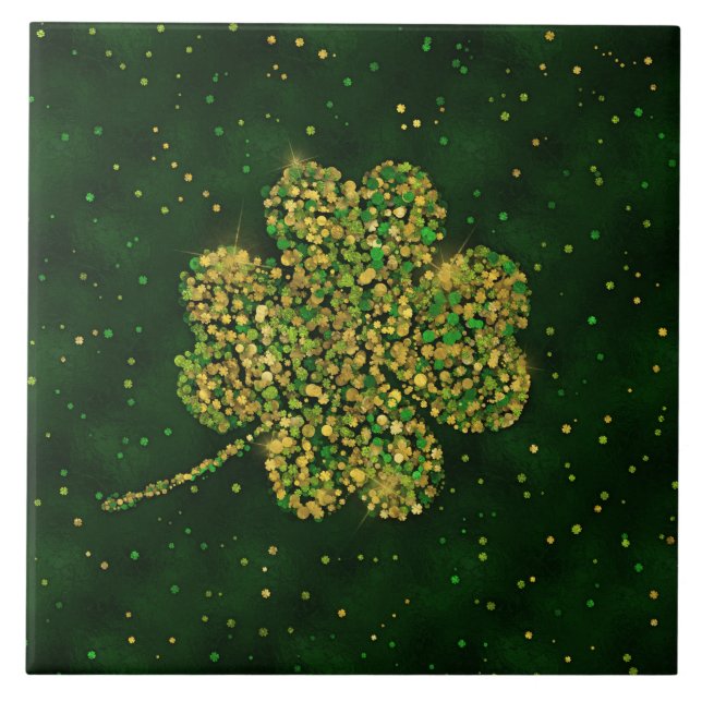 Carreau Un Shamrock irlandais à quatre feuilles de trèfle  (Devant)