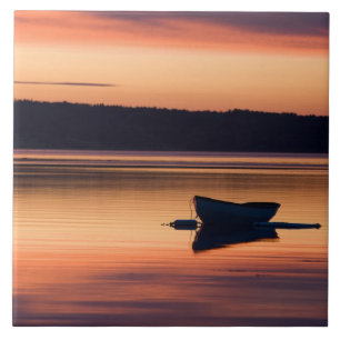 Carreau Un skiff au lever du soleil dans Eggemoggin Reach