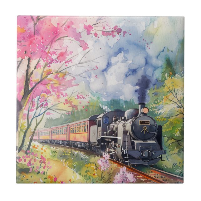 Carreau Un train au printemps (Devant)
