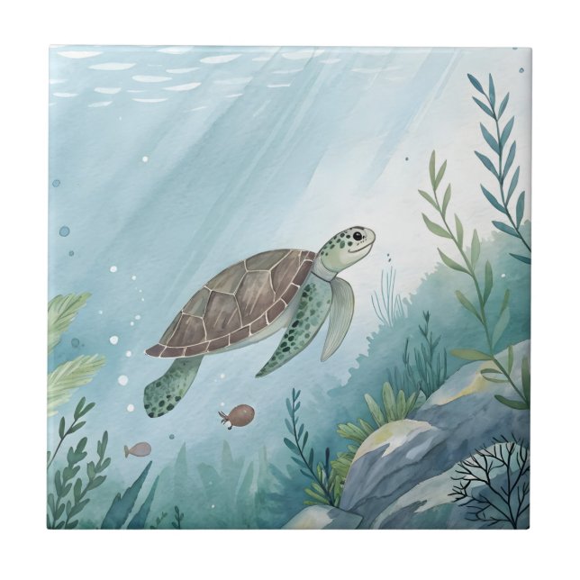 Carreau Underwater world with turtle (Devant)