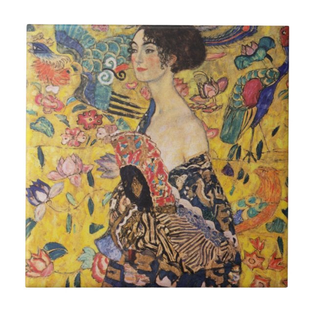 Carreau Une belle femme avec un ventilateur de Klimt (Devant)