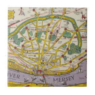 Carreau Une carte de Merseyside, Liverpool