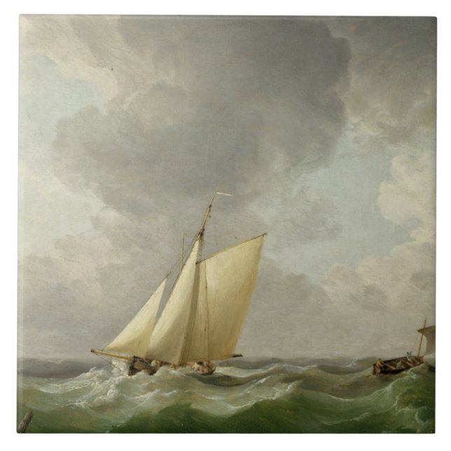 Carreau Une coupe dans une brise forte (huile sur cuivre) (Devant)